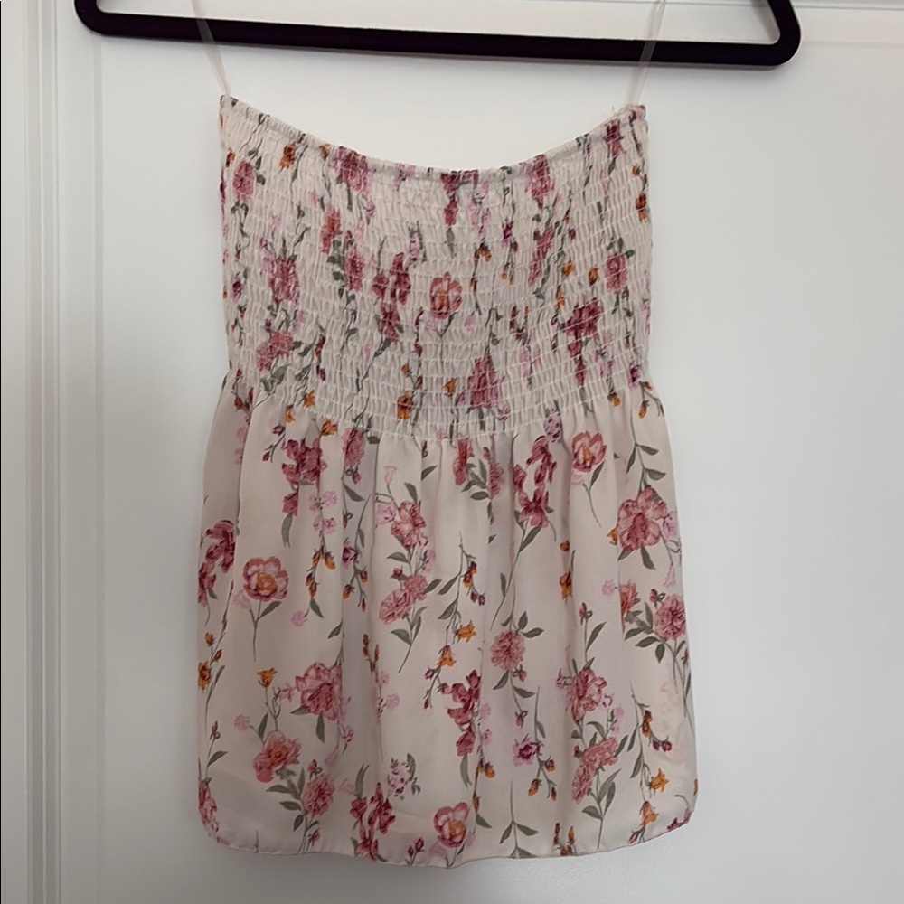 Chocolate Pink Floral Smocked Camisole